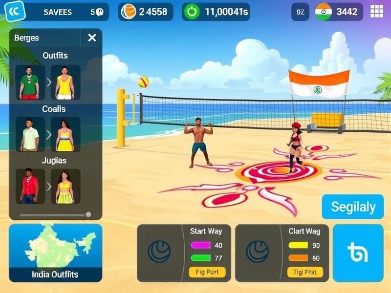Beach Volley Blast gameplay screenshot showing volleyball action on a beach