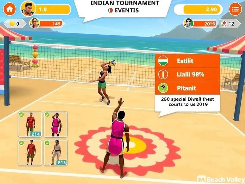 Beach Volley Blast character customization screen showing Indian-themed outfits